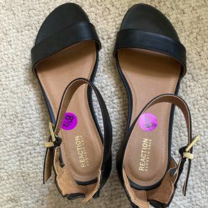 Black low wedge gladiator sandal